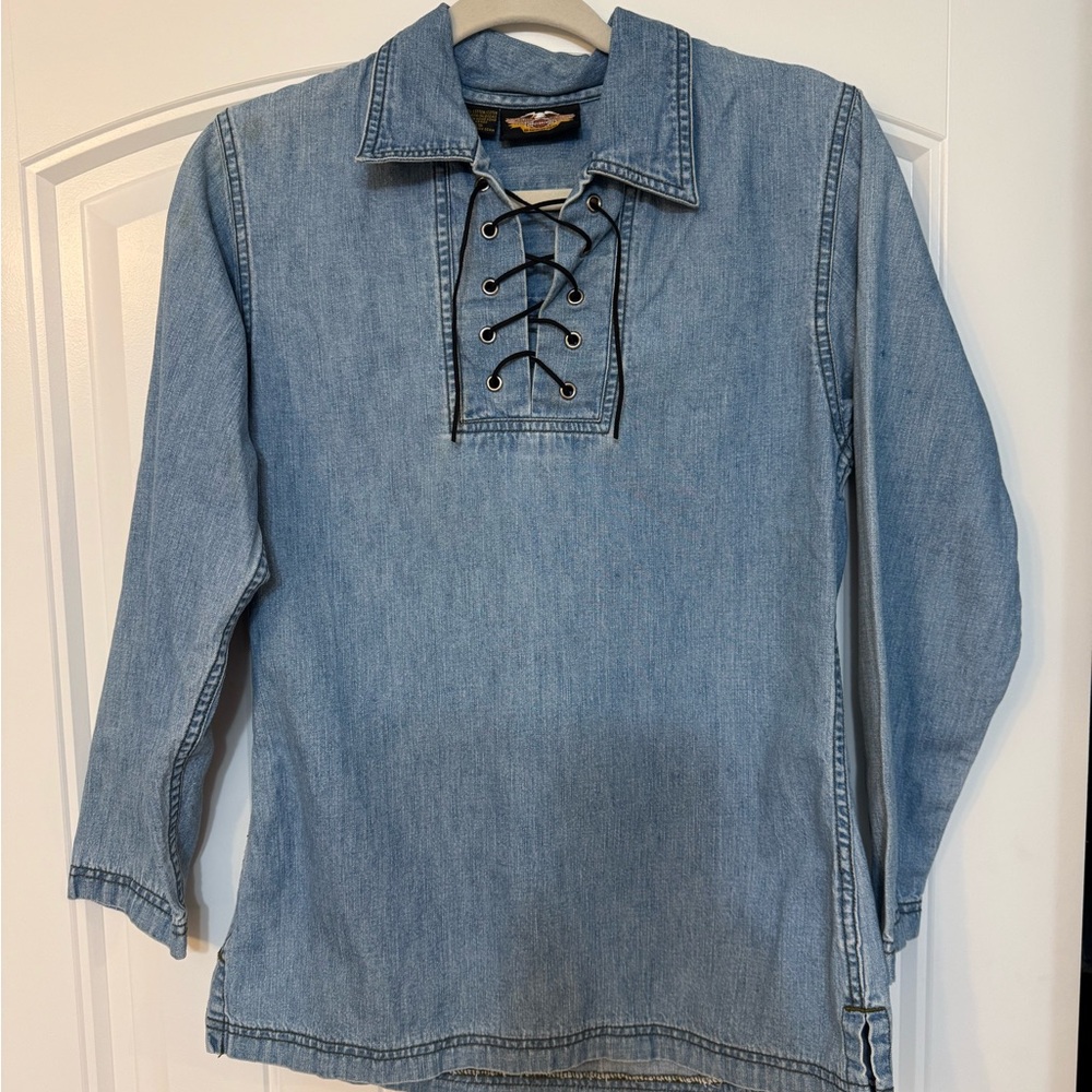Harley-Davidson Blue Denim Lace-Up Shirt